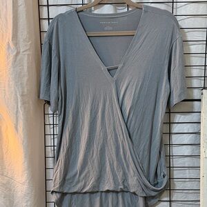 American Eagle Outfitters blue Short Sleeve Wrap Top